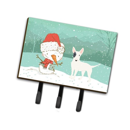 Carolines Treasures White Spot Bull Terrier Snowman Christmas Leash or Key Holder CK2059TH68